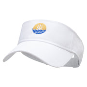 Trident Sunset Embroidered Cotton Twill Sun Visor - White OSFM