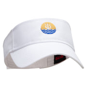 Trident Sunset Embroidered Cotton Twill Sun Visor - White OSFM