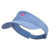 Cute Style Valentines Day with Heart Embroidered Pro Style Cotton Twill Washed Visor - Lt-Blue OSFM