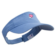 Cute Style Valentines Day with Heart Embroidered Pro Style Cotton Twill Washed Visor - Lt-Blue OSFM