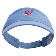 Cute Style Valentines Day with Heart Embroidered Pro Style Cotton Twill Washed Visor - Lt-Blue OSFM