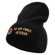 Made in USA Air Forces Veteran Embroidered 8 Inch Short Beanie - Black OSFM