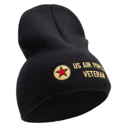 Made in USA Air Forces Veteran Embroidered 8 Inch Short Beanie - Black OSFM