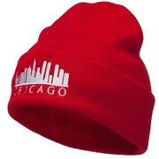 Chicago Skyline Embroidered Long Beanie