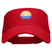 Trident Sunset Embroidered Cotton Twill Sun Visor - Red OSFM