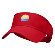 Trident Sunset Embroidered Cotton Twill Sun Visor - Red OSFM