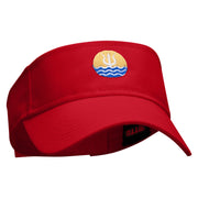 Trident Sunset Embroidered Cotton Twill Sun Visor - Red OSFM