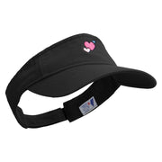 Cute Style Valentines Day with Heart Embroidered Pro Style Cotton Twill Washed Visor - Black OSFM