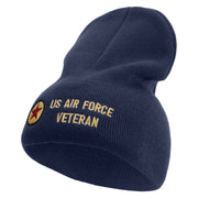 Made in USA Air Forces Veteran Embroidered 8 Inch Short Beanie - Navy OSFM