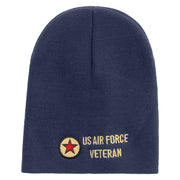 Made in USA Air Forces Veteran Embroidered 8 Inch Short Beanie - Navy OSFM