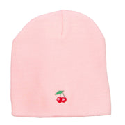 Mini Cherry Embroidered Short Beanie