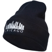 Chicago Skyline Embroidered Long Beanie