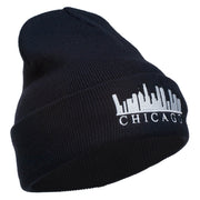 Chicago Skyline Embroidered Long Beanie