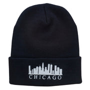 Chicago Skyline Embroidered Long Beanie