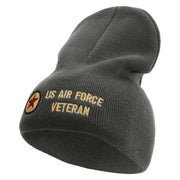 Made in USA Air Forces Veteran Embroidered 8 Inch Short Beanie - Charcoal OSFM