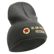 Made in USA Air Forces Veteran Embroidered 8 Inch Short Beanie - Charcoal OSFM