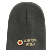 Made in USA Air Forces Veteran Embroidered 8 Inch Short Beanie - Charcoal OSFM