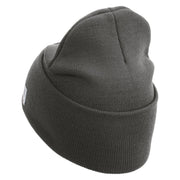 US Marine Corps Seal Logo Embroidered 12 Inch Solid Knit Cuff Long Beanie Made in USA - Charcoal OSFM