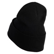Shamrock St. Patrick's Day Embroidered Iron On Patched 12 Inch Long Knitted Beanie - Black OSFM