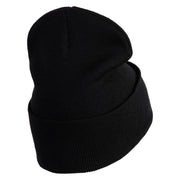 Shamrock St. Patrick's Day Embroidered Iron On Patched 12 Inch Long Knitted Beanie - Black OSFM