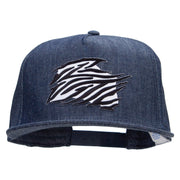 Zebra Pelt Jungle Animal Patched 5 Panel Flat Bill Snapback Cap - Denim-Navy OSFM