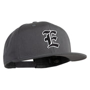 Old English Black E Patched 6 Panels Round Bill Cap - Dark Grey OSFM