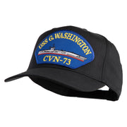 USS G. Washington CVN 73 Blue Patched Solid Cotton Twill 5 Panel Prostyle Snap Cap - Black OSFM
