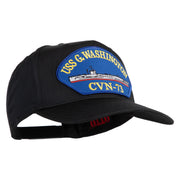 USS G. Washington CVN 73 Blue Patched Solid Cotton Twill 5 Panel Prostyle Snap Cap - Black OSFM