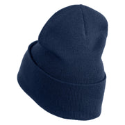 Shamrock St. Patrick's Day Embroidered Iron On Patched 12 Inch Long Knitted Beanie - Navy OSFM