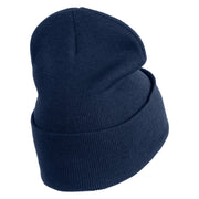 Shamrock St. Patrick's Day Embroidered Iron On Patched 12 Inch Long Knitted Beanie - Navy OSFM