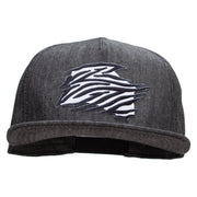 Zebra Pelt Jungle Animal Patched 5 Panel Flat Bill Snapback Cap - Denim-Black OSFM