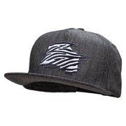 Zebra Pelt Jungle Animal Patched 5 Panel Flat Bill Snapback Cap - Denim-Black OSFM