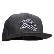 Zebra Pelt Jungle Animal Patched 5 Panel Flat Bill Snapback Cap - Denim-Black OSFM