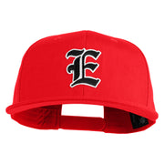 Old English Black E Patched 6 Panels Round Bill Cap - Red OSFM