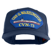 USS G. Washington CVN 73 Blue Patched Solid Cotton Twill 5 Panel Prostyle Snap Cap - Navy OSFM