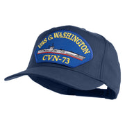 USS G. Washington CVN 73 Blue Patched Solid Cotton Twill 5 Panel Prostyle Snap Cap - Navy OSFM