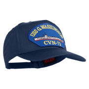 USS G. Washington CVN 73 Blue Patched Solid Cotton Twill 5 Panel Prostyle Snap Cap - Navy OSFM