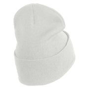 Shamrock St. Patrick's Day Embroidered Iron On Patched 12 Inch Long Knitted Beanie - White OSFM