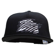 Zebra Pelt Jungle Animal Patched 5 Panel Flat Bill Snapback Cap