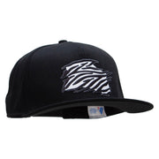 Zebra Pelt Jungle Animal Patched 5 Panel Flat Bill Snapback Cap