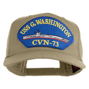 USS G. Washington CVN 73 Blue Patched Solid Cotton Twill 5 Panel Prostyle Snap Cap - Khaki OSFM