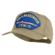USS G. Washington CVN 73 Blue Patched Solid Cotton Twill 5 Panel Prostyle Snap Cap - Khaki OSFM