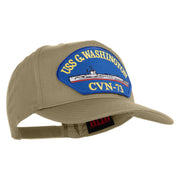 USS G. Washington CVN 73 Blue Patched Solid Cotton Twill 5 Panel Prostyle Snap Cap - Khaki OSFM