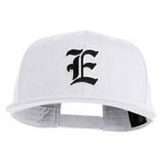 Old English Black E Patched 6 Panels Round Bill Cap - White OSFM