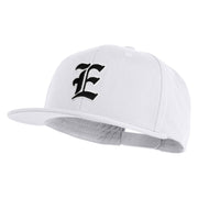 Old English Black E Patched 6 Panels Round Bill Cap - White OSFM