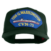 USS G. Washington CVN 73 Blue Patched Solid Cotton Twill 5 Panel Prostyle Snap Cap - Dark Green OSFM