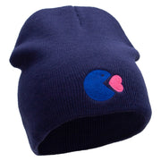 Acrcade Man Heart Embroidered 8 inch Acrylic Short Blank Beanie - Navy OSFM