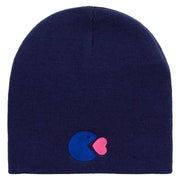 Acrcade Man Heart Embroidered 8 inch Acrylic Short Blank Beanie - Navy OSFM