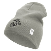 US Marine Corps Seal Symbol Embroidered 8 Inch Short Beanie Made in USA - Dk-Ash OSFM