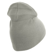 US Marine Corps Seal Symbol Embroidered 8 Inch Short Beanie Made in USA - Dk-Ash OSFM